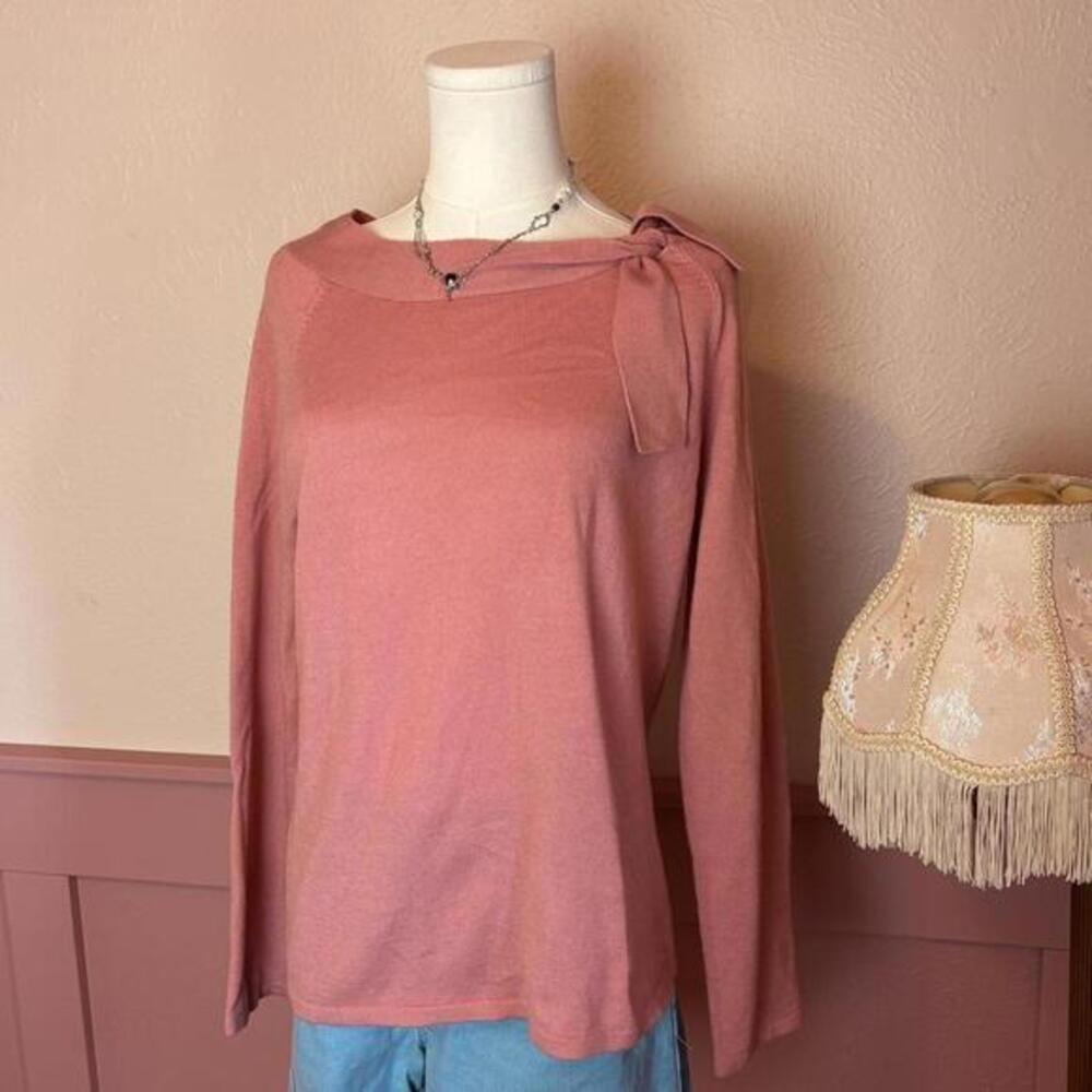 coquette cottage soft girl tie neck long sleeve nine & company light pink large